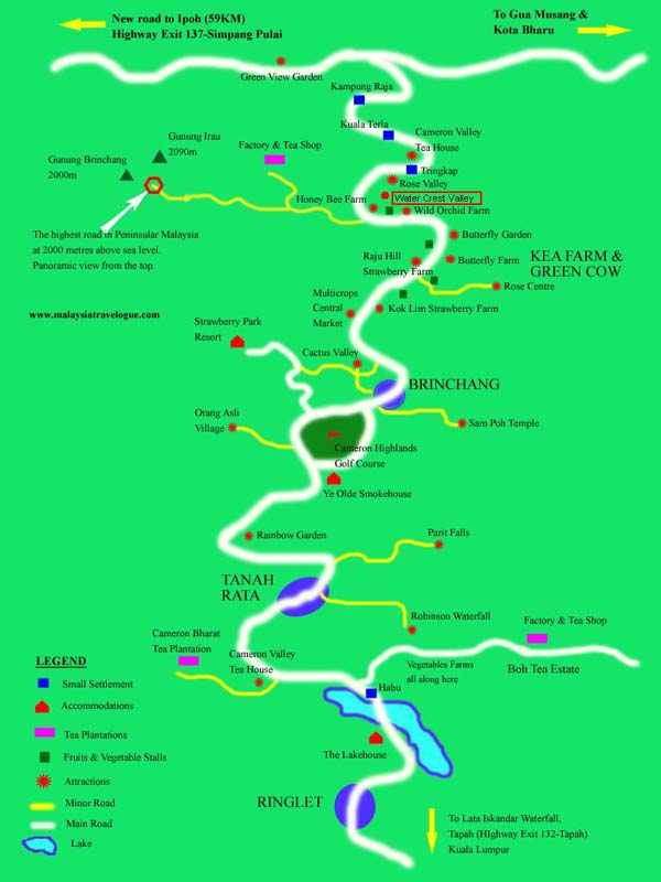 Cameron Highland Attraction Map - Trotter Prints: Cameron Highlands
