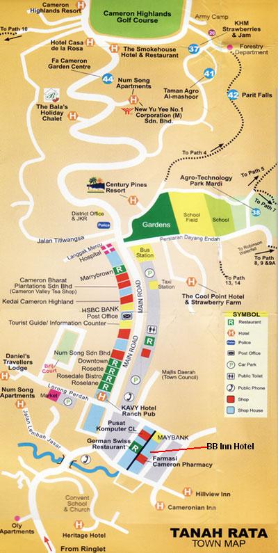 bb inn hotel location map cameron highlands