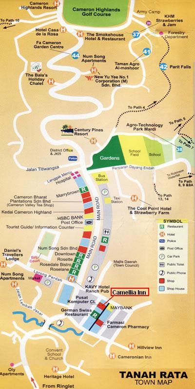 camellia budget inn location map cameron highlands